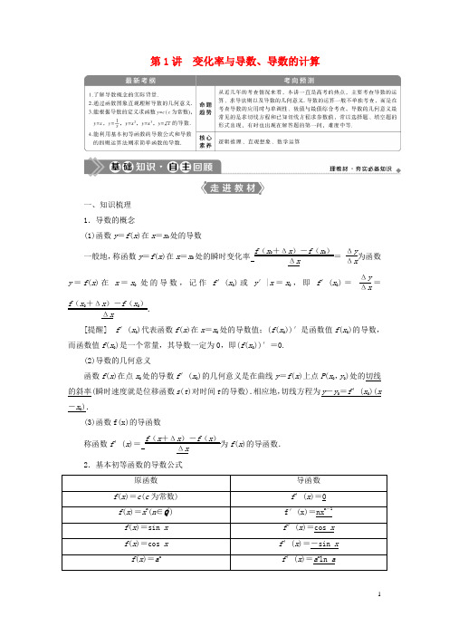 2021版高考数学一轮复习 第三章 导数及其应用 第1讲 变化率与导数、导数的计算教案 文 新人教A版