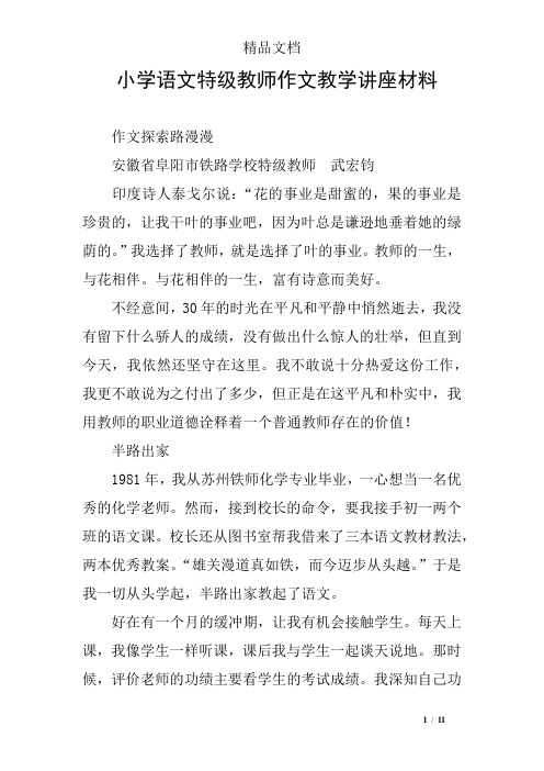 小学语文特级教师作文教学讲座材料