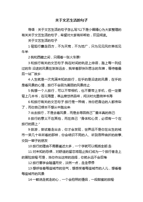 关于文艺生活的句子