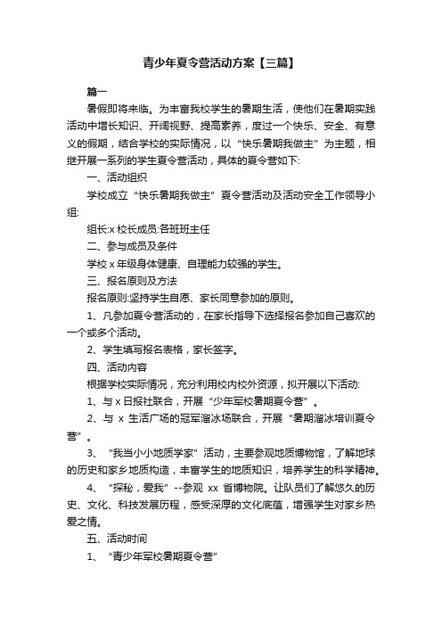 青少年夏令营活动方案【三篇】