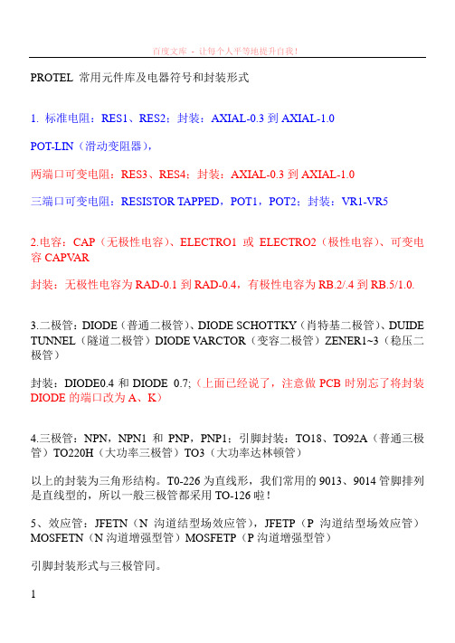 0protel常用元件库及封装形式 (1)