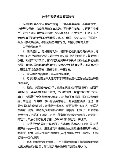 关于母爱的励志名言短句