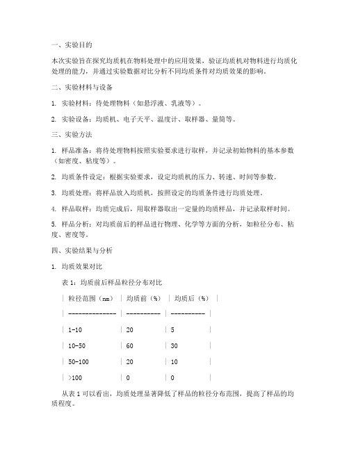 均质机均质实验报告