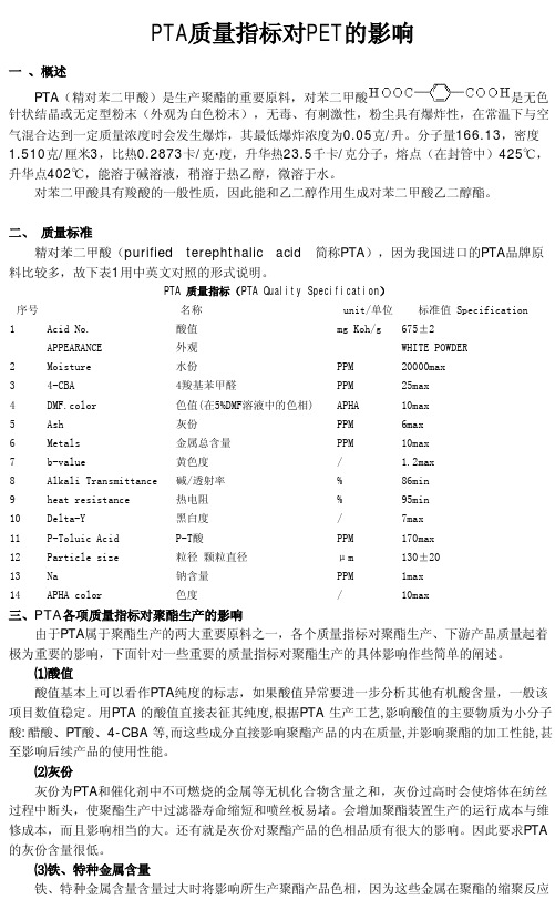 PTA质量指标对PET的影响