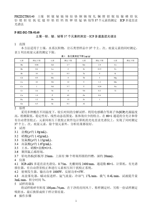 土壤—钡、铍、铋等37个元素的测定—ICP多道直读光谱法