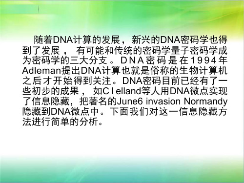 DNA信息隐藏方法的安全性分析课件