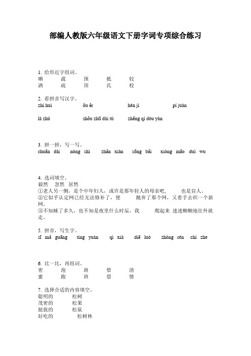 部编人教版六年级语文下册字词专项综合练习