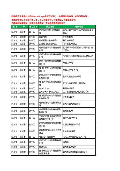 2020新版四川省成都市金牛区汽贸工商企业公司商家名录名单黄页联系电话号码地址大全153家