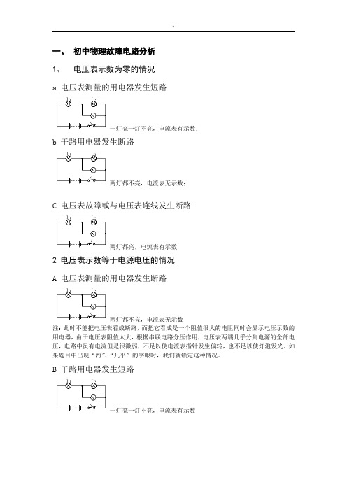 初级中学物理电路故障及其动态电路分析