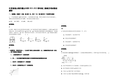 江苏省连云港市灌云中学2021-2022学年高二物理月考试卷含解析