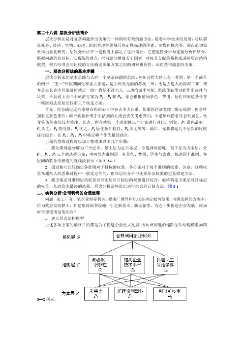 第二十八讲 层次分析法简介