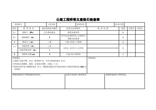 公路工程桥梁支座垫石检查表