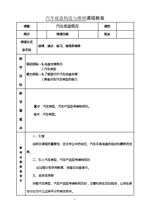 汽车底盘发展概况