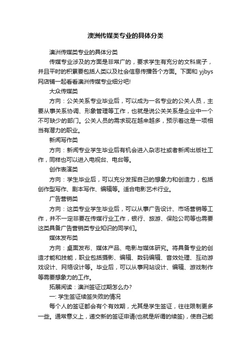 澳洲传媒类专业的具体分类