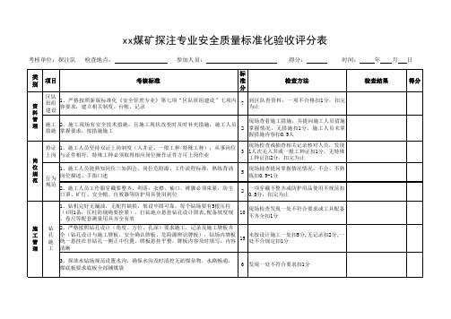 探注队质量标准化考核打分表