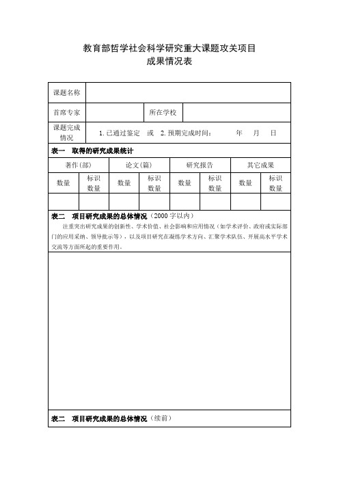 教育部哲学社会科学研究重大课题攻关项目成果情况表doc