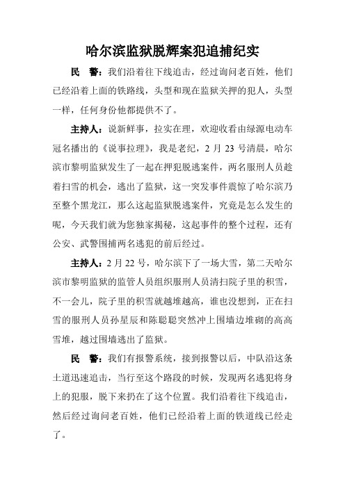 哈尔滨监狱脱辉案犯追捕纪实