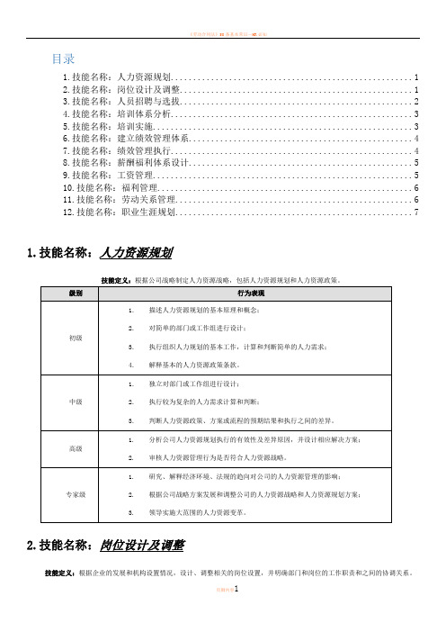 HR技能(素质)分级模型