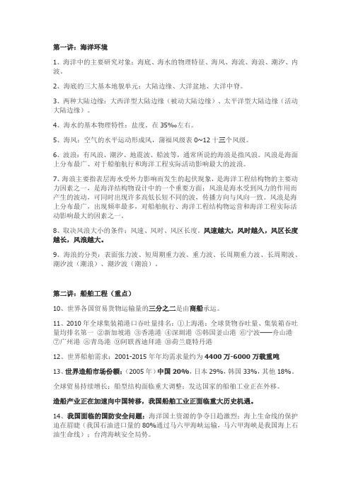 上海交通大学 船舶与海洋工程导论 考点整理 全