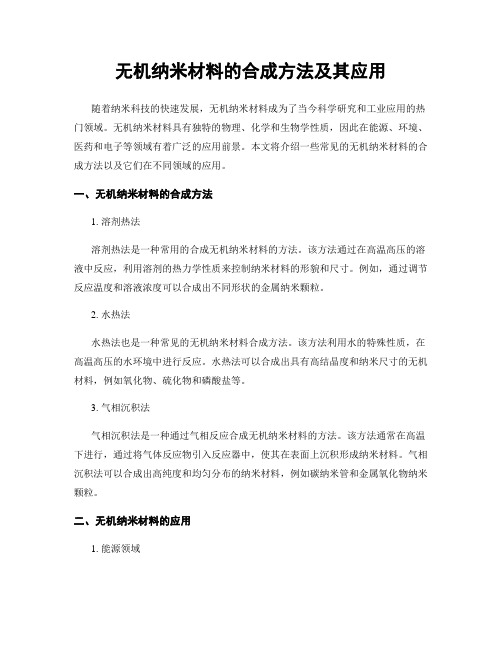 无机纳米材料的合成方法及其应用