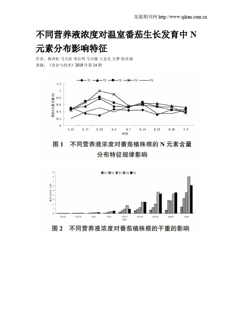 不同营养液浓度对温室番茄生长发育中N元素分布影响特征