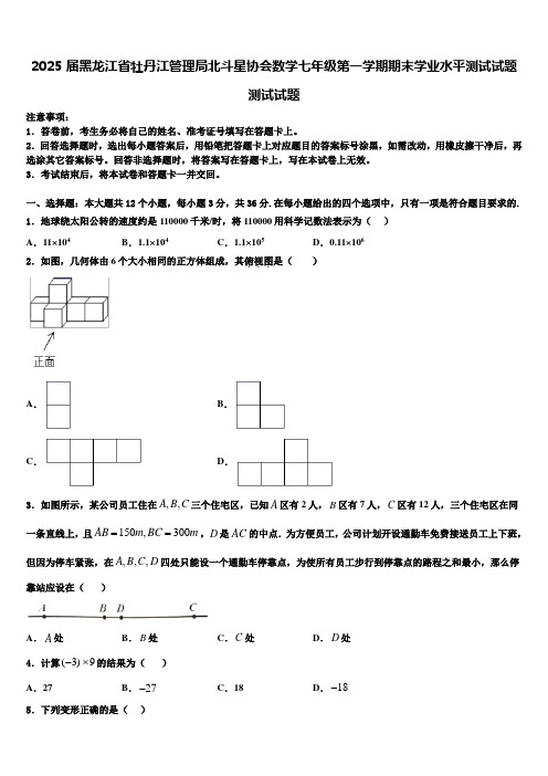 2025届黑龙江省牡丹江管理局北斗星协会数学七年级第一学期期末学业水平测试试题含解析