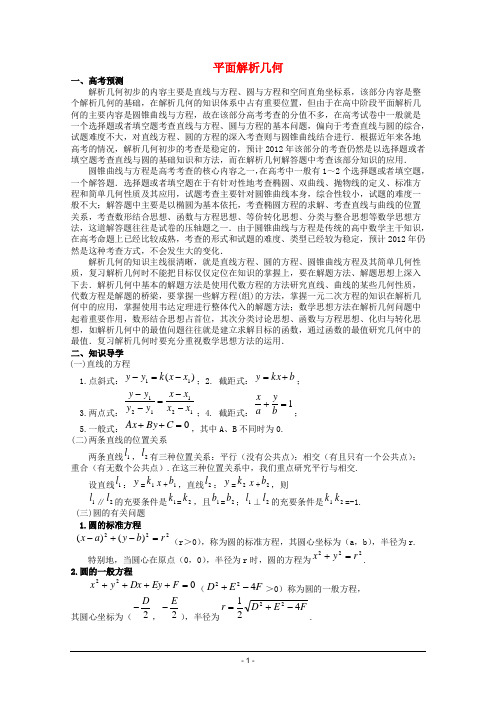 高考数学备考冲刺之易错点点睛系列专题 平面解析几何(学生版)