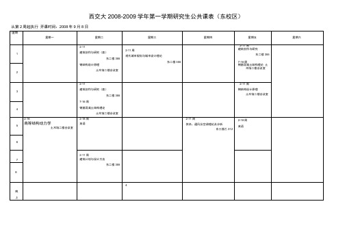 西交大2008-2009学年第一学期研究生公共课表(东校区).