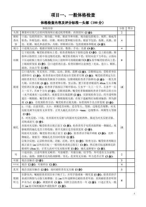 春季高考医学类基本技能内容及参考评分标准1130