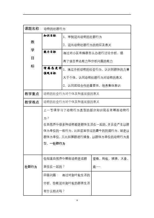 动物行为的主要类型(社群行为)