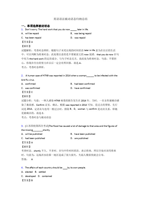 英语语法被动语态归纳总结