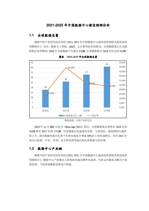 2021-2025年中国数据中心建设预测分析