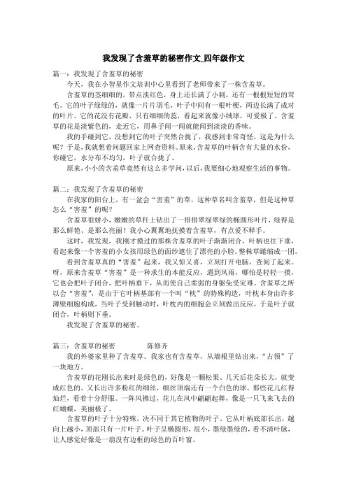 我发现了含羞草的秘密作文_四年级作文