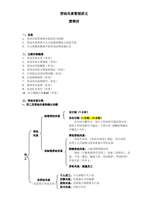 高级人力资源管理师劳动关系管理讲义范文