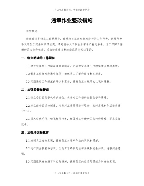 违章作业整改措施