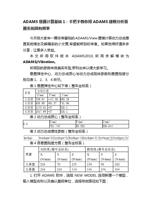 ADAMS悬置计算基础1：手把手教你用ADAMS建模分析悬置系统固有频率