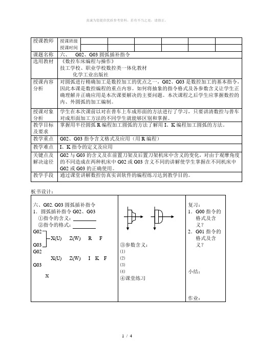 圆弧插补指令G02、G03