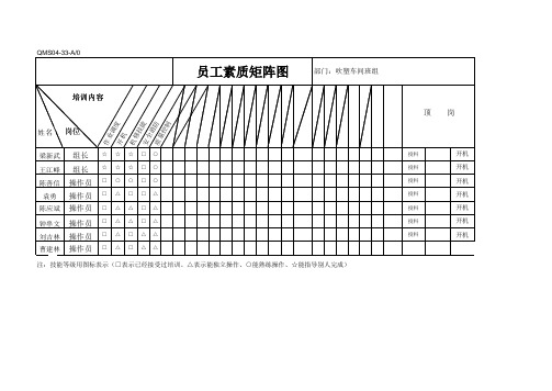 员工技能矩阵图