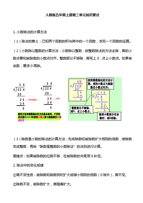 人教版五年级数学上册第三单元知识要点