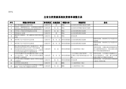 山东省自然资源系统权责清单调整目录