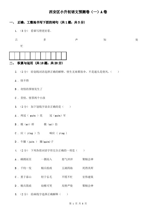 西安区小升初语文预测卷(一)A卷