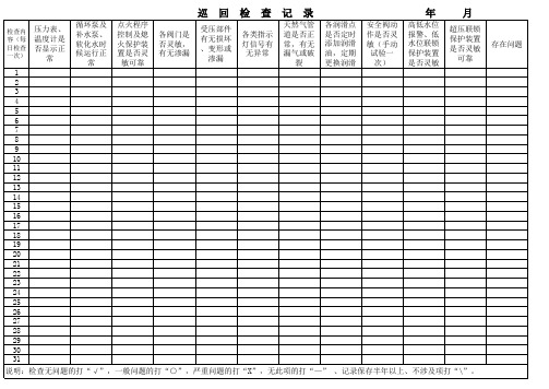 燃气锅炉巡查记录表