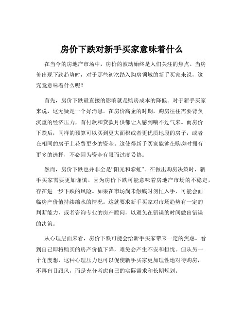 房价下跌对新手买家意味着什么