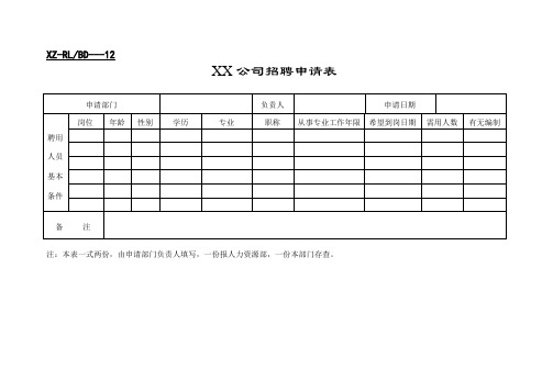 公司员工招聘申请表