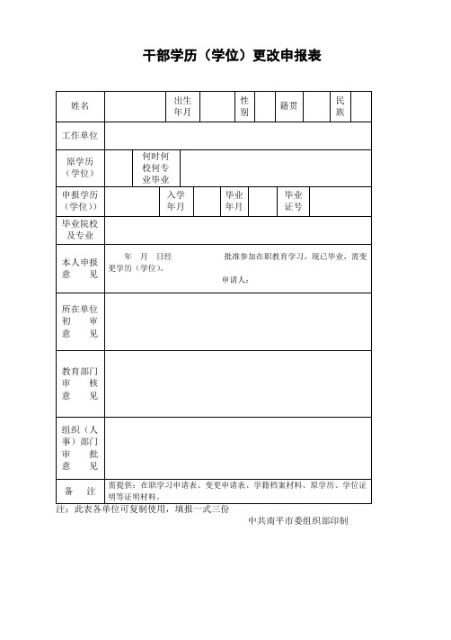 2学历更改申报表(空表)