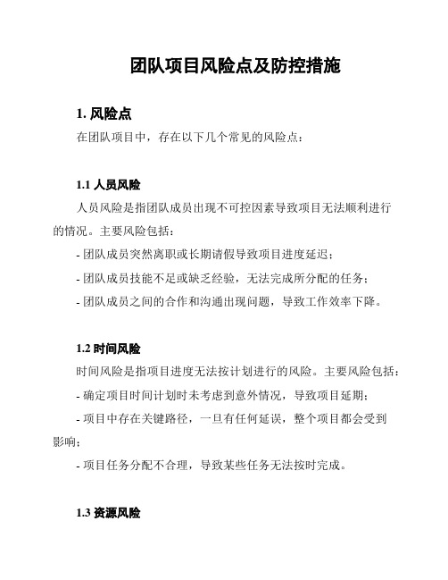 团队项目风险点及防控措施