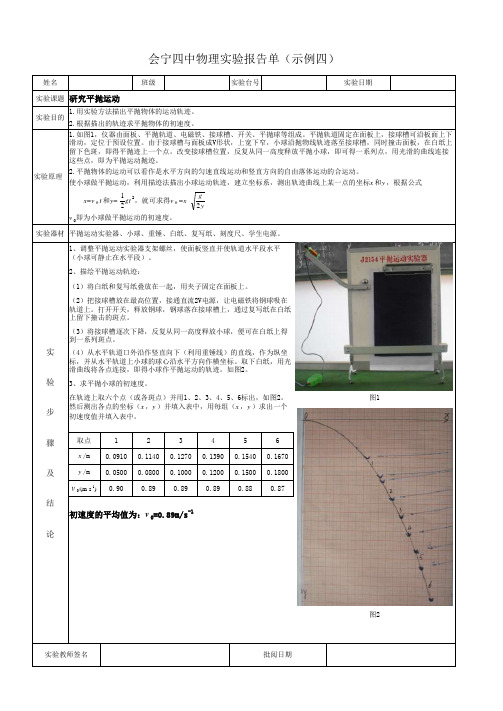 新课标高中物理实验报告册(共十一份)