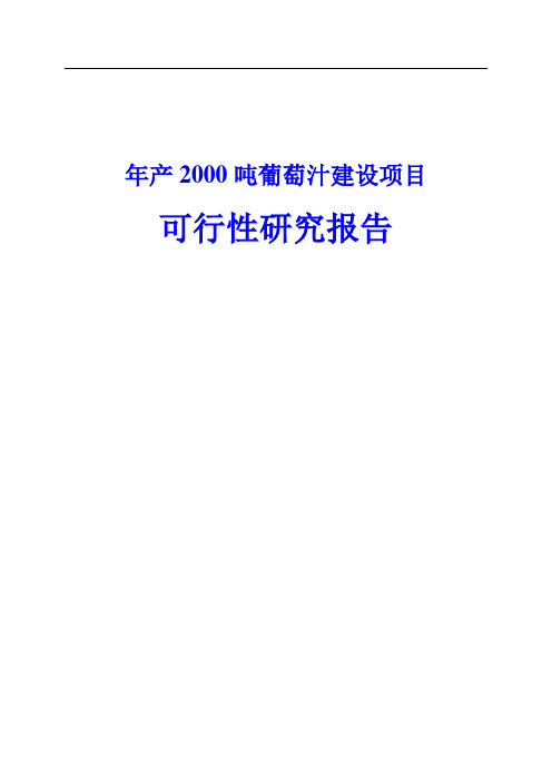 年产2000吨葡萄汁建设项目可行性研究报告