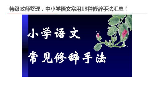 特级教师整理,中小学语文常用13种修辞手法汇总!