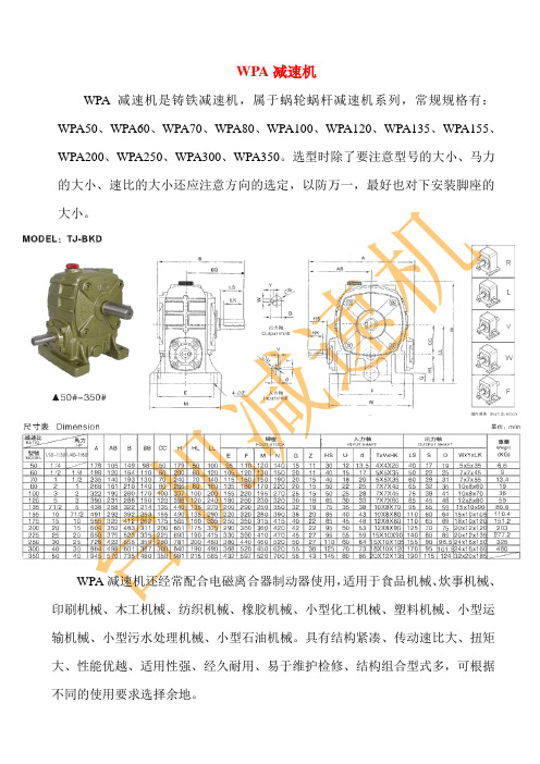 WPA减速机—台机减速机